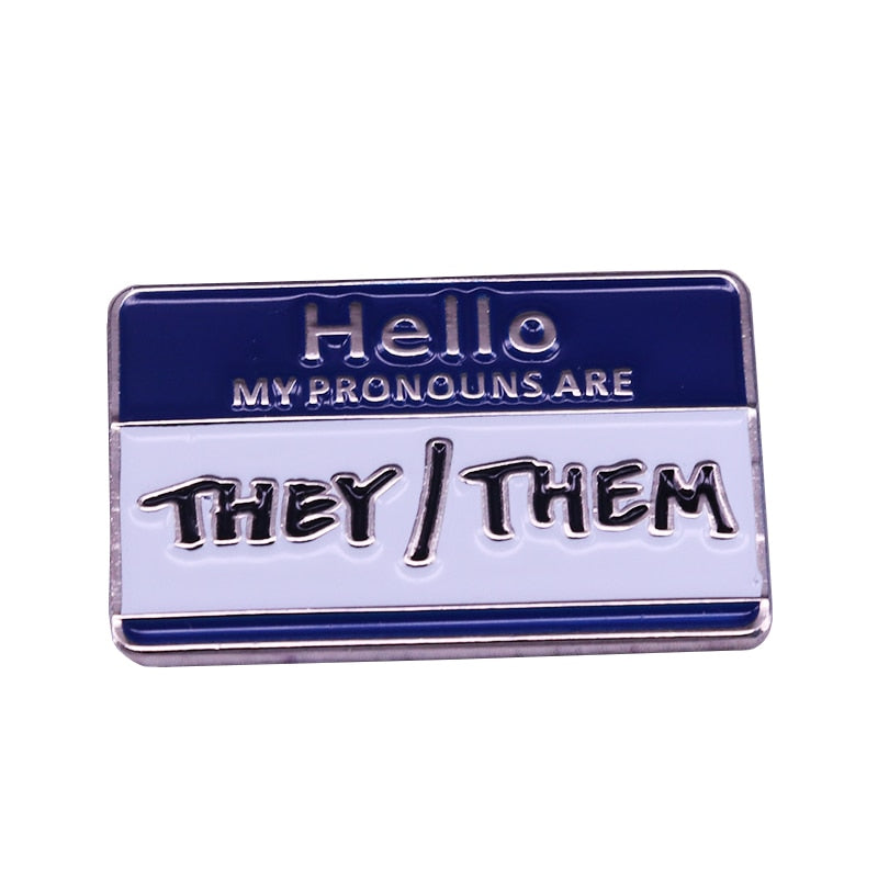 They/Them Pronoun Name Tag Enamel Pin