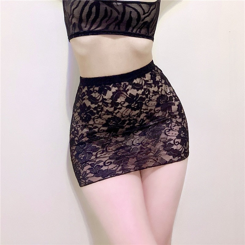 Sheer Lace Micro Skirt