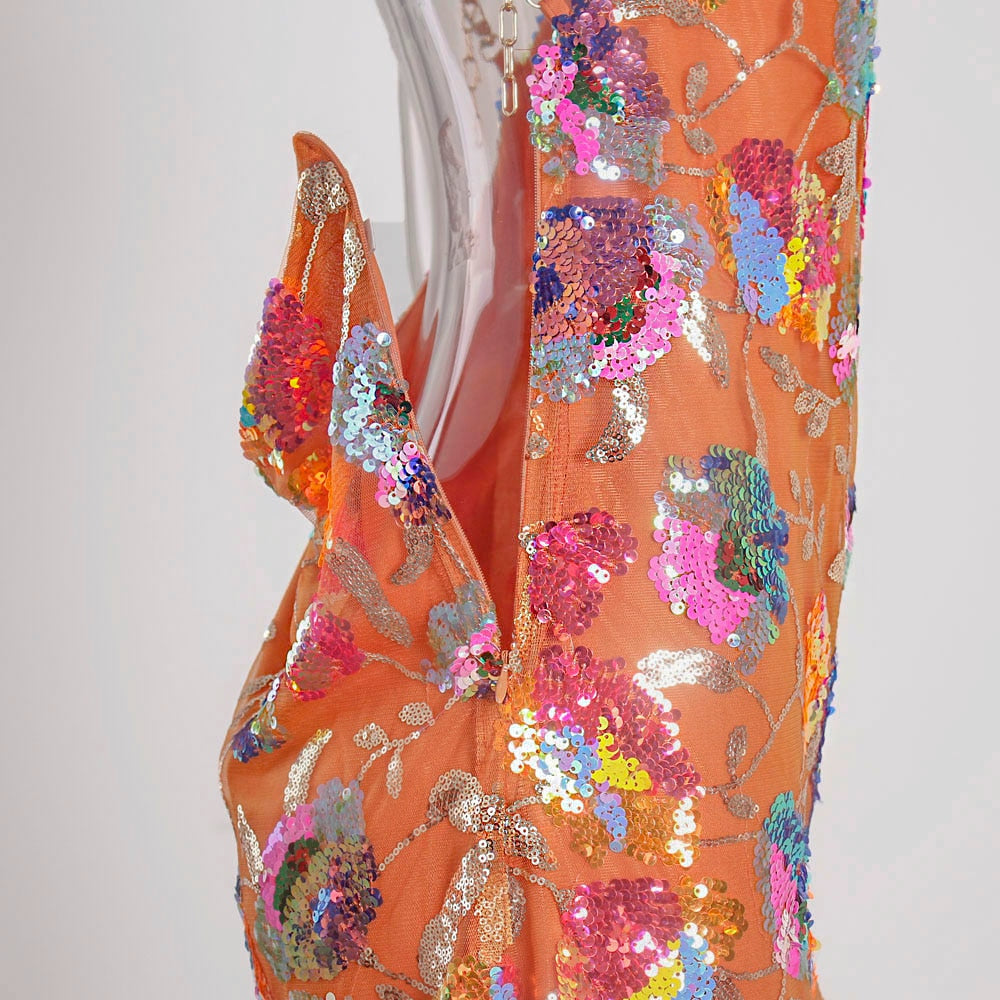 Floral Sequin Mini Dress