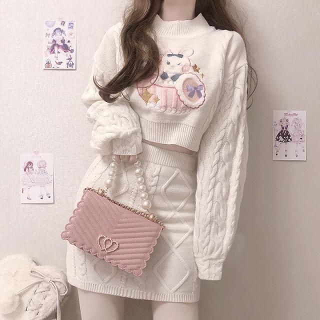 BunBun Knit Sweater & Skirt Set