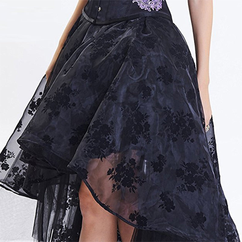 Floral Tulle High-Low Skirt