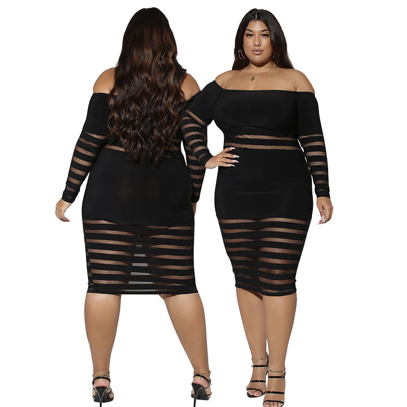 Sheer & Strappy Plus Size Dress
